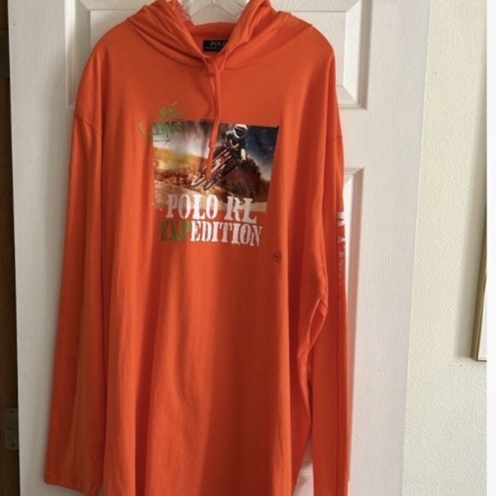 Polo Ralph Lauren POLO RL Expedition Bike Hoodie Orange Men's 2XLT vintage
